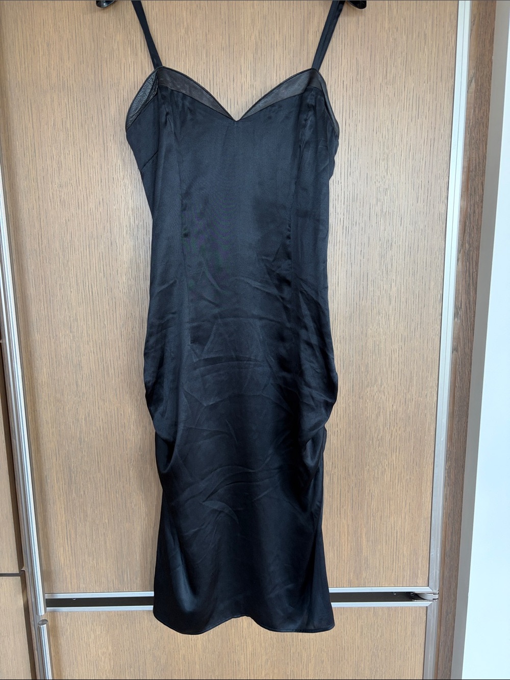 CNC Costume National Black Satin Slip Dress